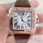 Swiss Replica Santos De Cartier Stainless Steel Case White Dial 43mm Automatic Watch For Sale
